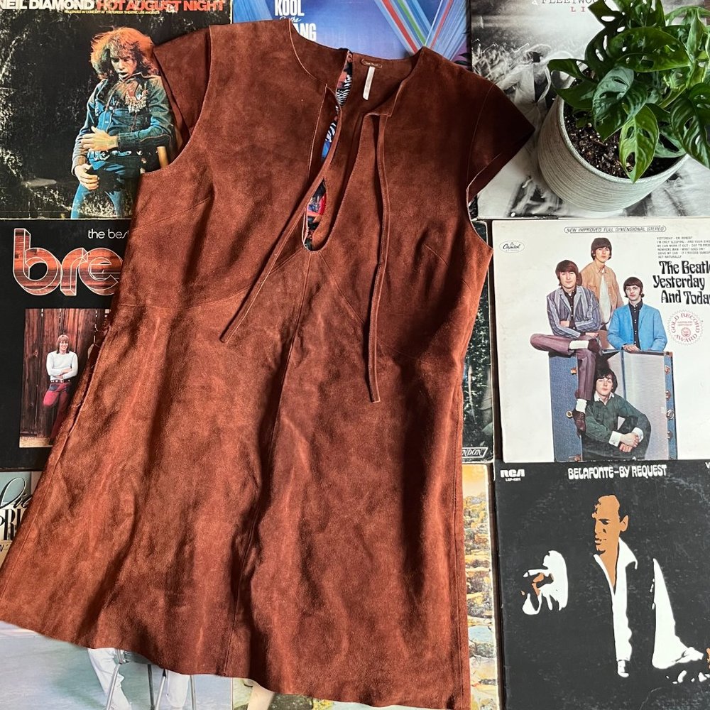 Free people retro leather suede dress